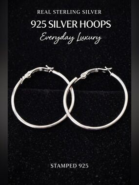 Sterling Silver 925 Hoop Earrings - Polished Silver